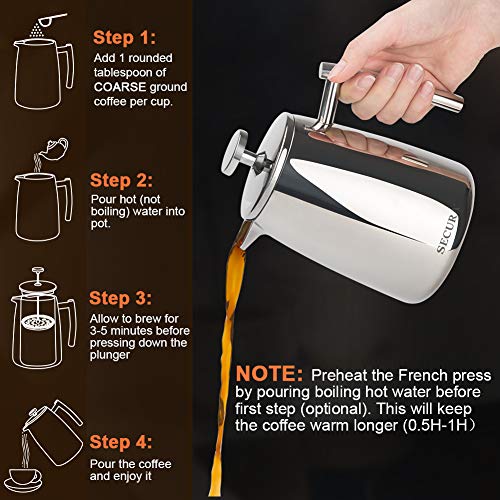 50-Ounce Stainless Steel French Press Coffee Maker A81683