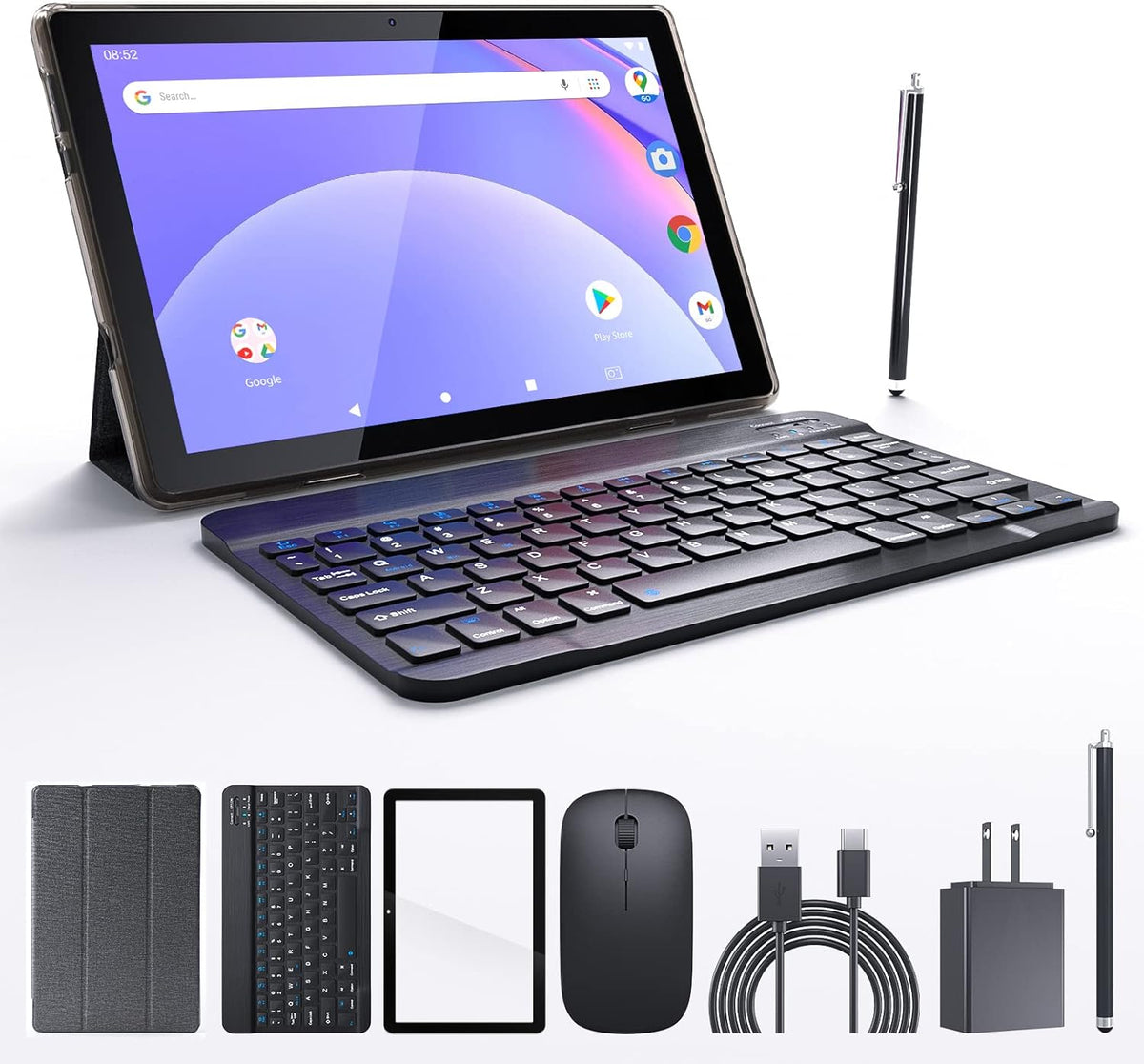 Black 10.1 Inch Android Tablet with Keyboard N35035