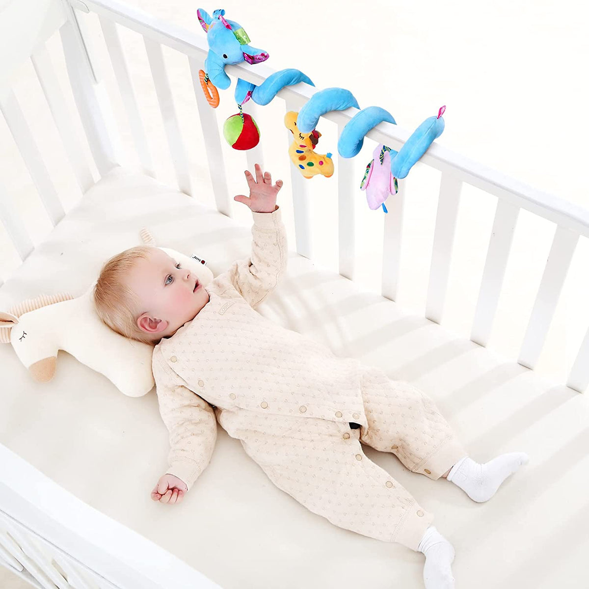 Blue Elephant Hanging Plush Rattle Crib Toy Q13804