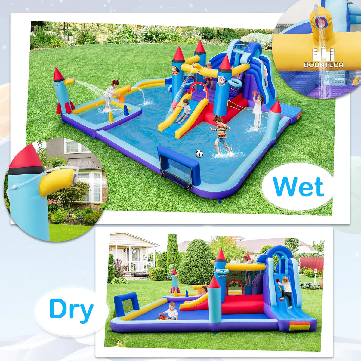 Inflatable Water Slide Park with 2 Slides Splash Pool V14568