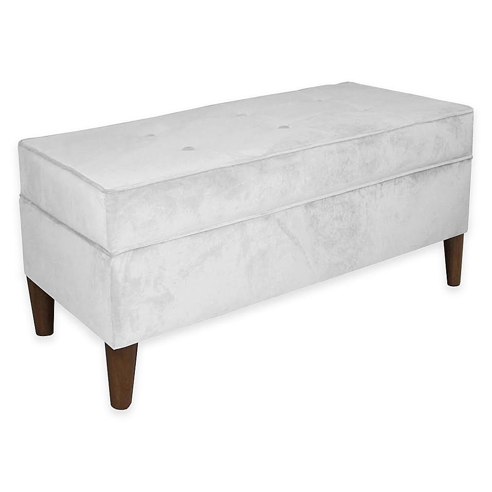 White Velvet Storage Bench H122