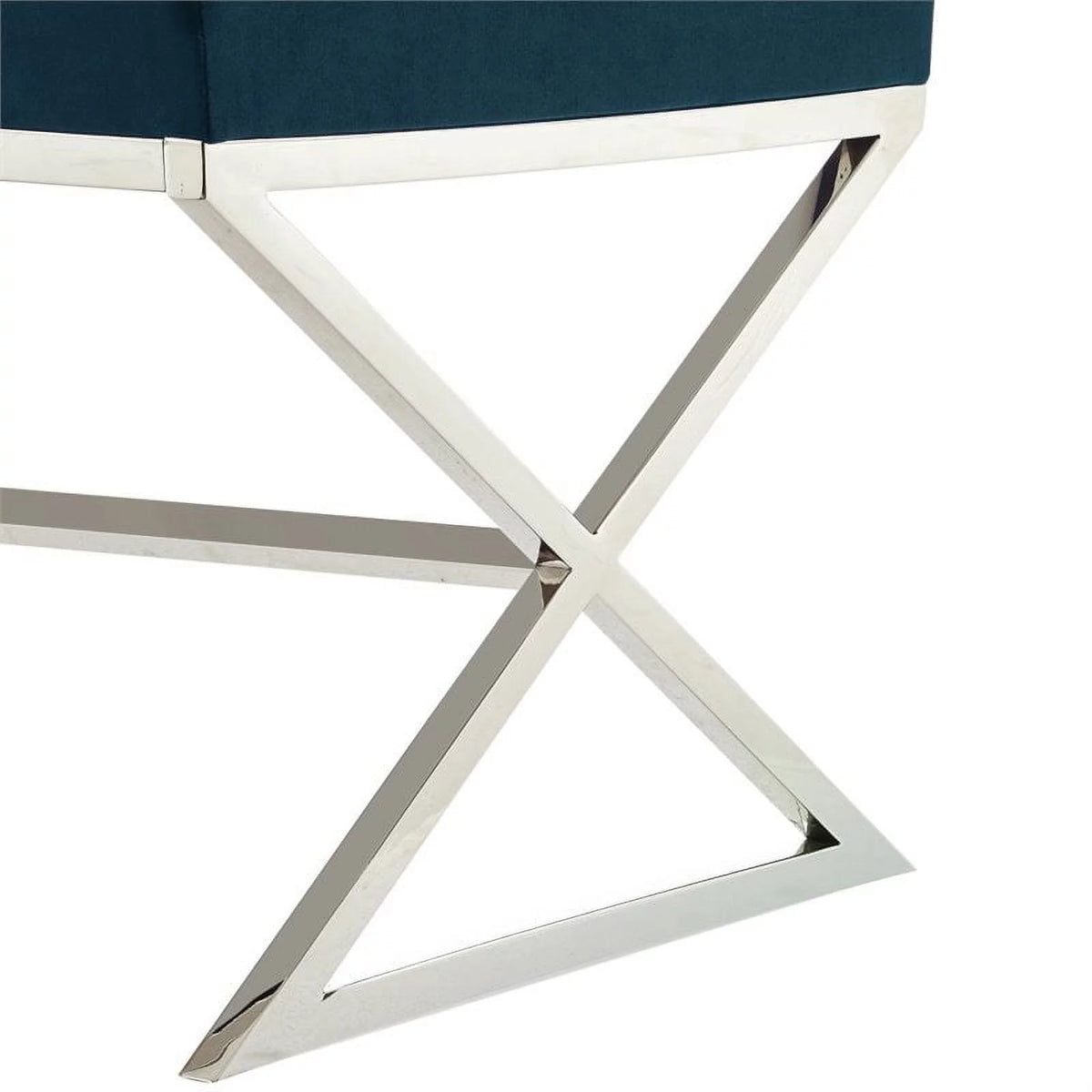 Blue Velvet Upholstered Bench with Stainless Steel Legs Z299