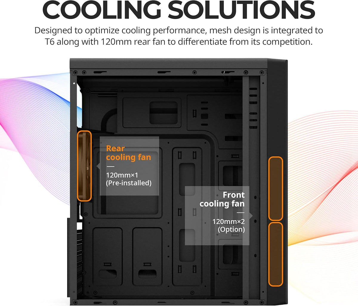 Black ATX Mid Tower Computer PC Case with Pre-Installed 120mm Fan U72251