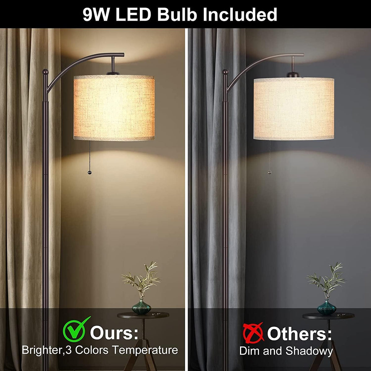 Brown Arc Floor Lamp with LED Bulb S65884