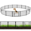 Black 48 in 8 Panels Heavy Duty Iron Metal Garden Fence with Gate W280