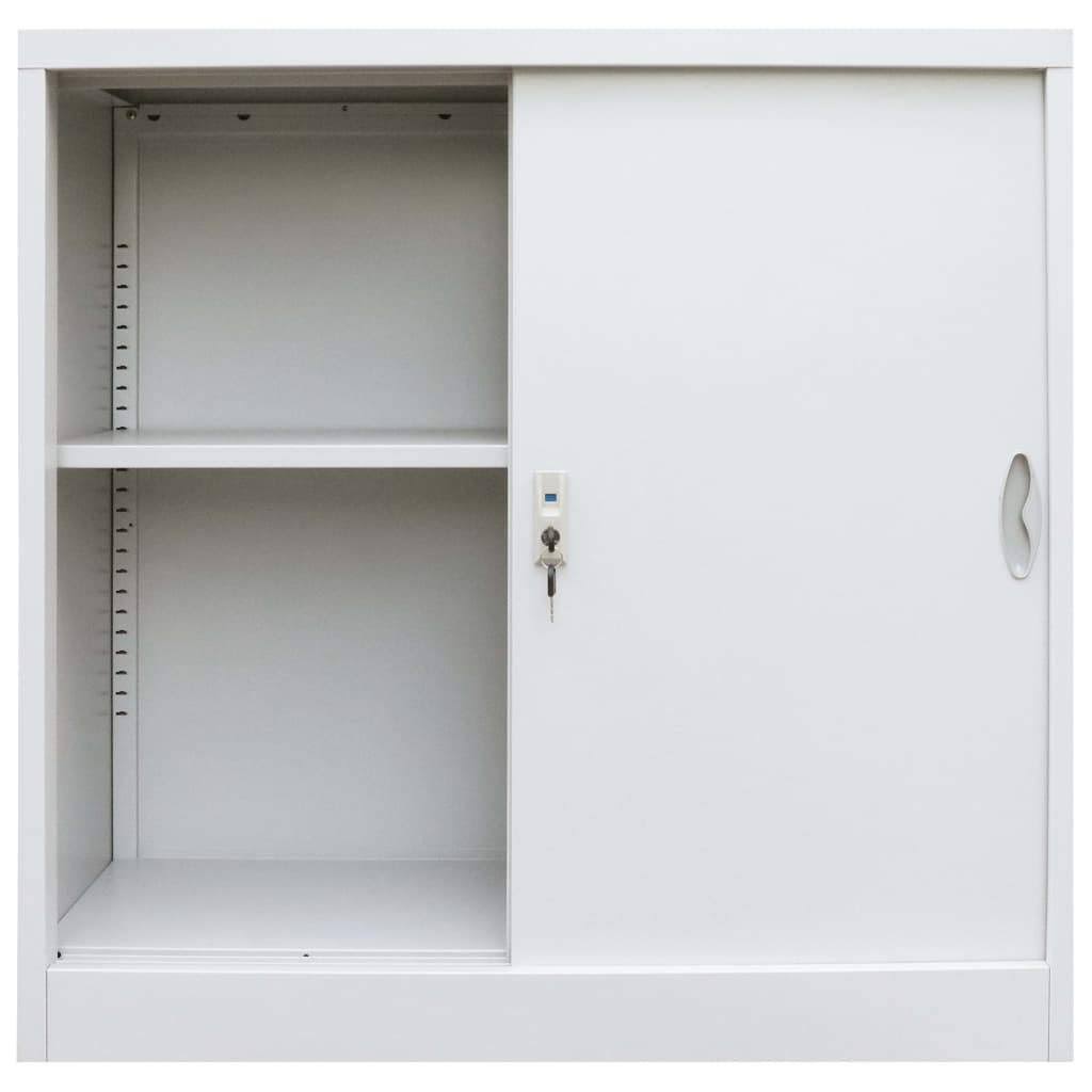 Gray Metal Office Cabinet with Sliding Doors S817