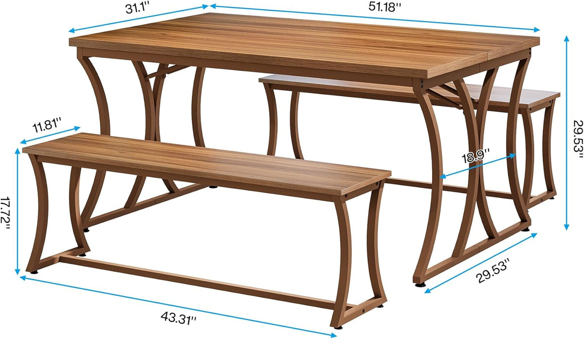 51-Inch Dining Table Set with 2 Benches & Table Runner B70899