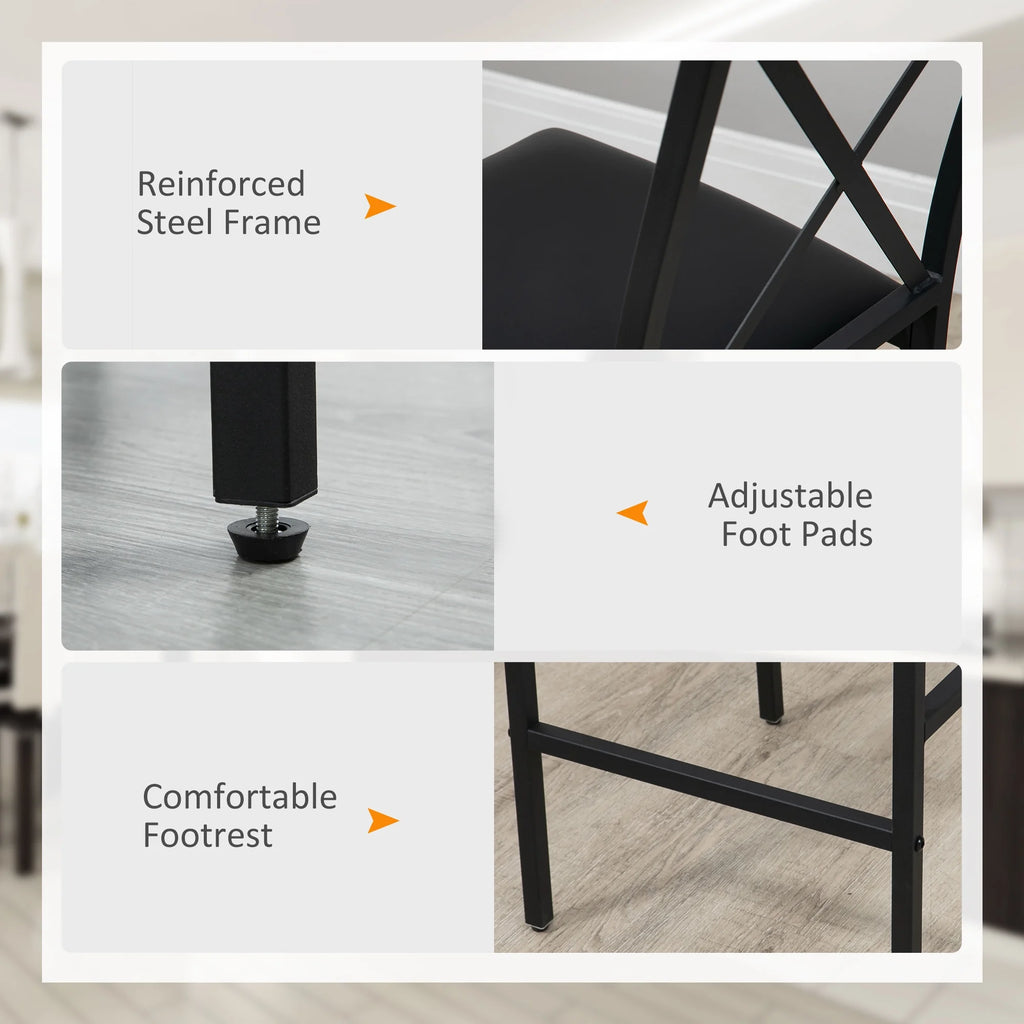 3 Piece Dining Table and Chairs Set with PU Padded Stools O60725