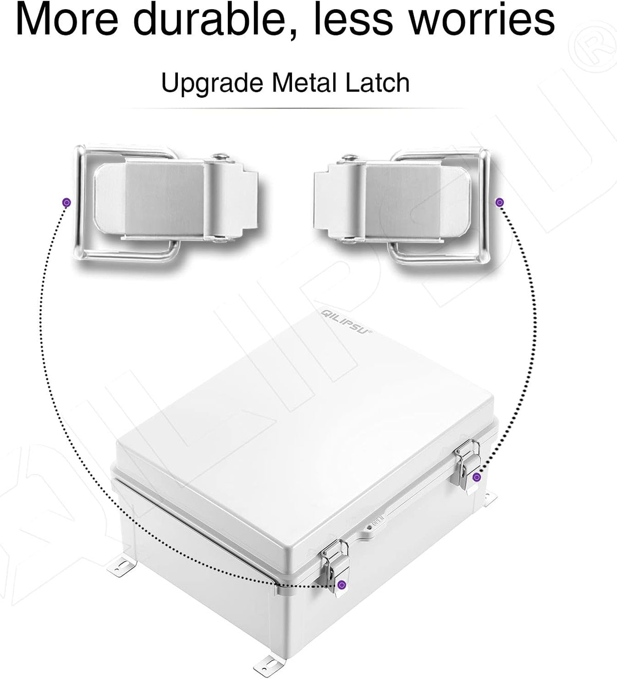 Hinged Cover Stainless Steel Latch Junction Box with Mounting Plate, ABS Plastic IP67 Waterproof Grey K3958
