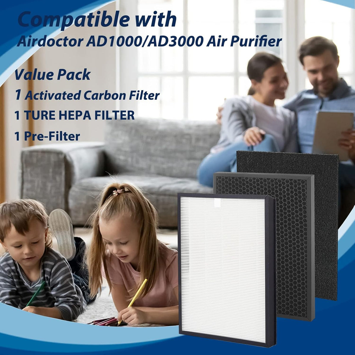 True HEPA Filter Replacement Set with Activated Carbon Filters and Pre-Filter F788