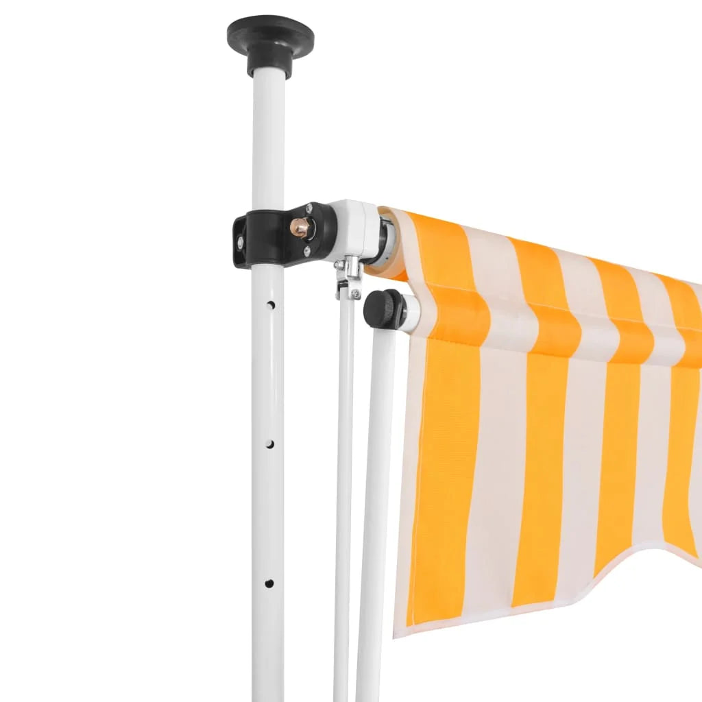 Manual Retractable Awning 118.1" Yellow and White Stripes T581