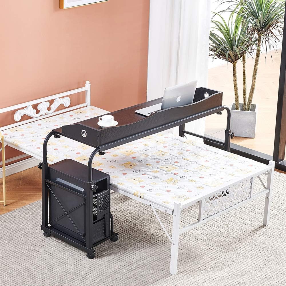Adjustable Overbed Table with Wheels and Keyboard Drawer S1390