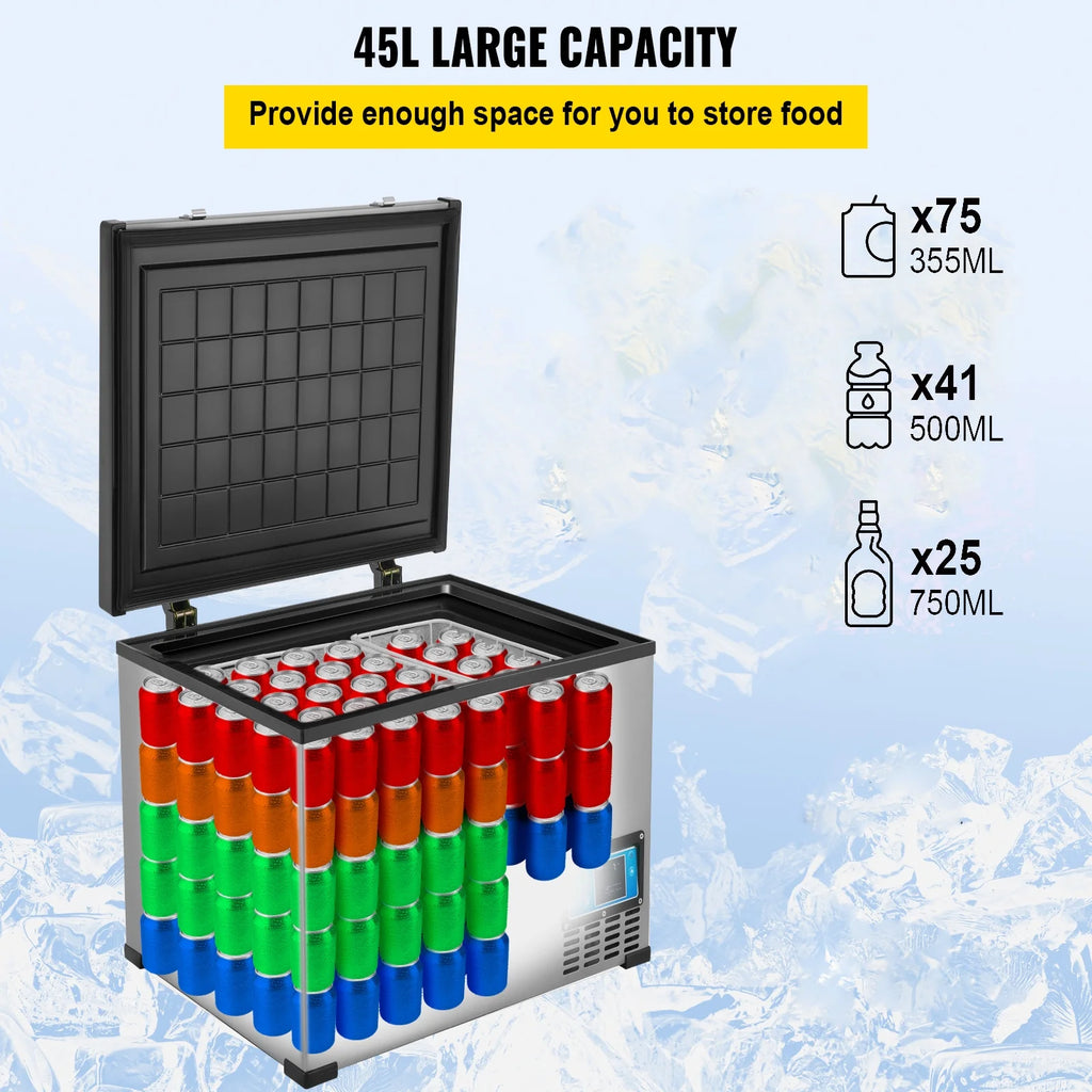 48 Qt 12v Portable Freezer with Single Zone Electric Compressor Cooler T3436
