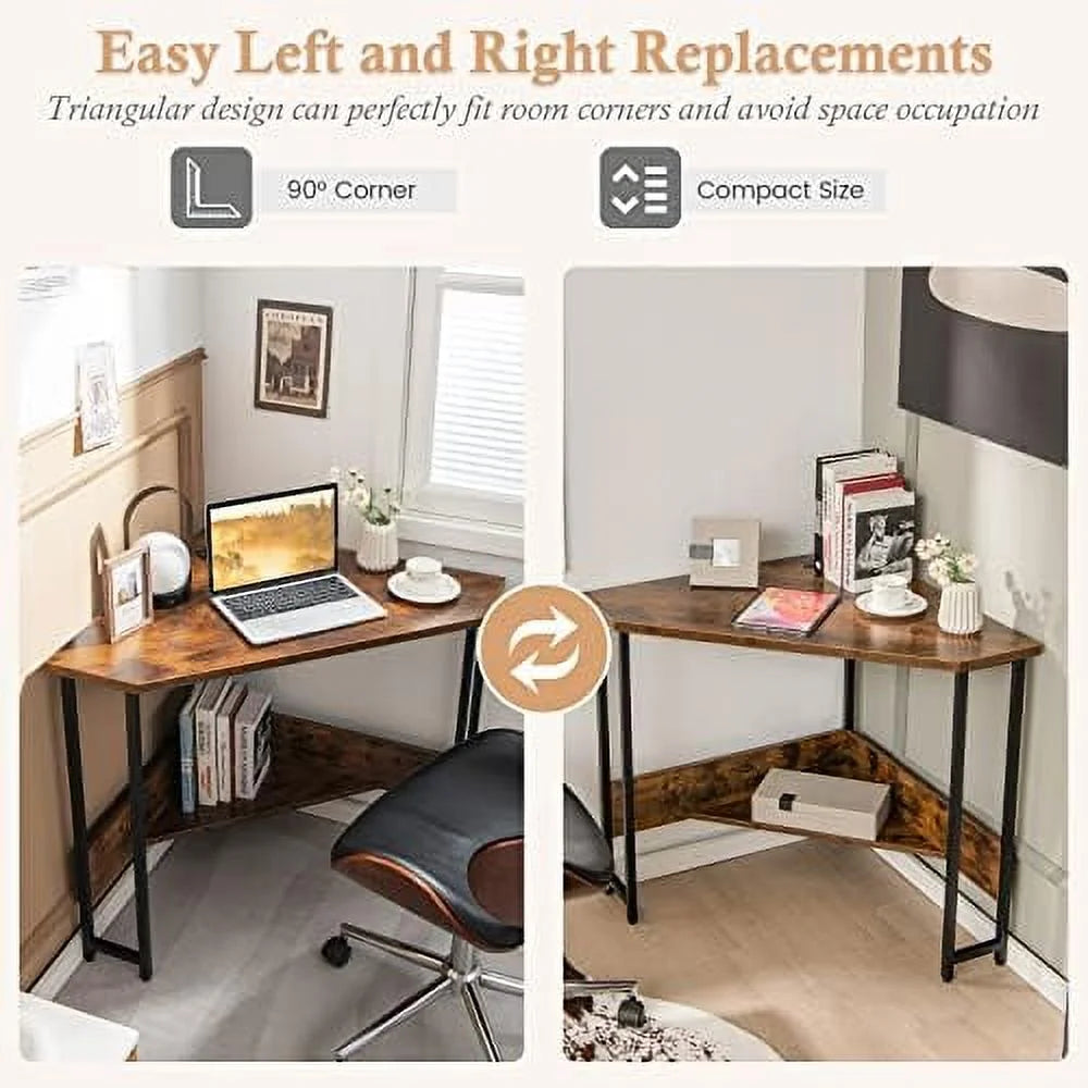 Corner Desk with Power Outlet Triangle Computer Desk U812312