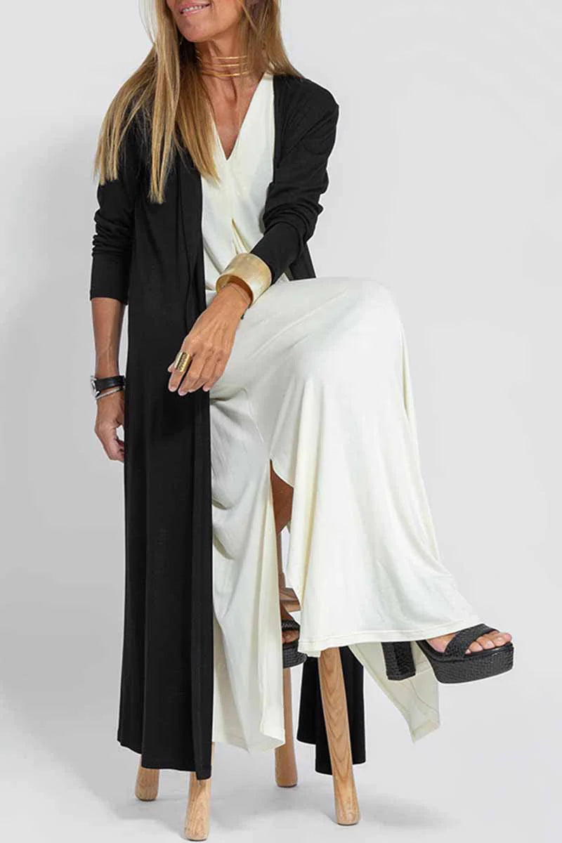Solid Slit Cardigan Outerwear S60013