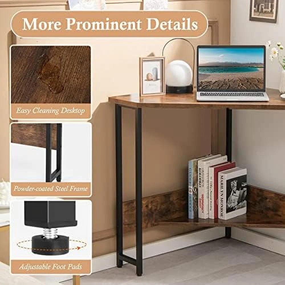 Corner Desk with Power Outlet Triangle Computer Desk U812312