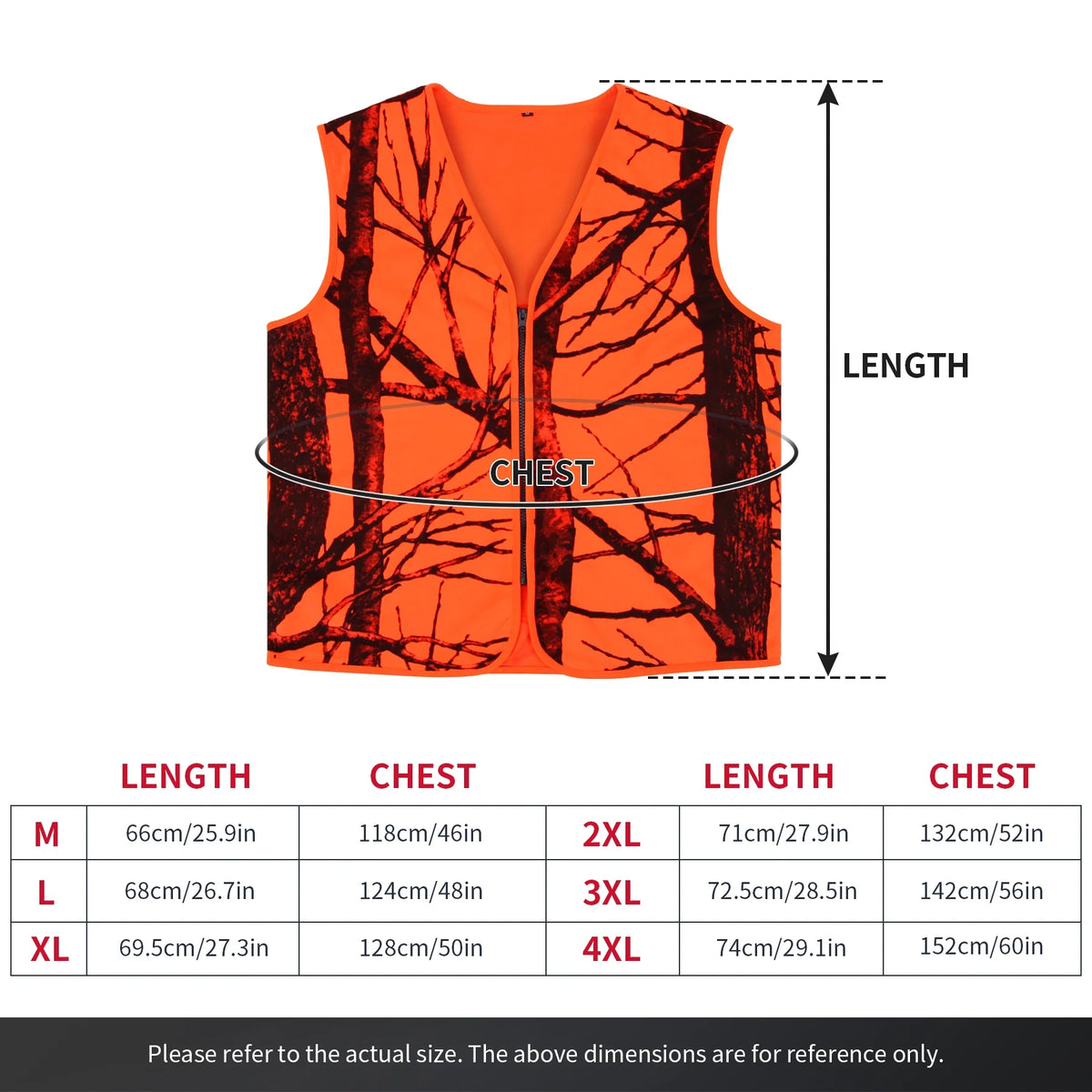 Orange Lightweight Hunting Vest with Zipper Closure (M) S3861