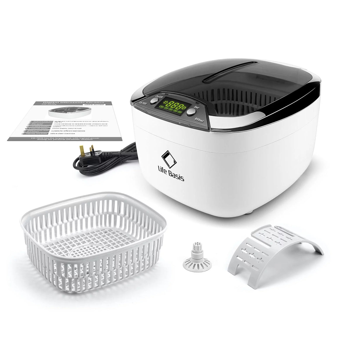 850ml Ultrasonic Jewelry Cleaner with 5 Digital Timer J6776