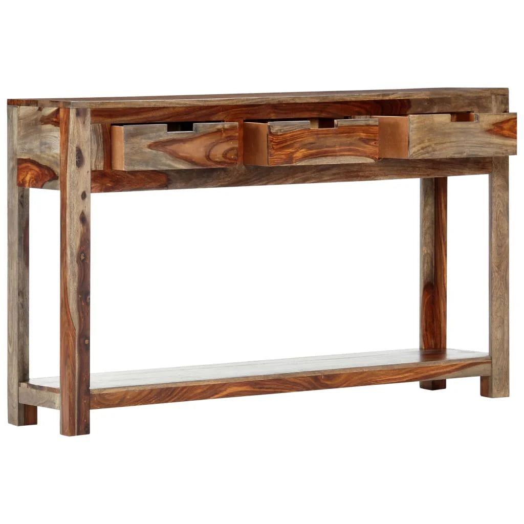 Solid Sheesham Wood Console Table with 3 Drawers F479676