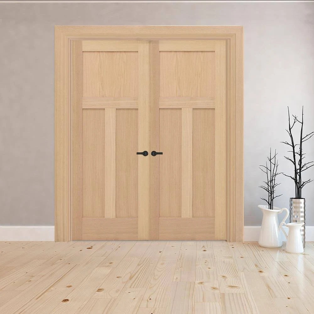 Unfinished Red Oak Wood Double Prehung Interior French Door H67676