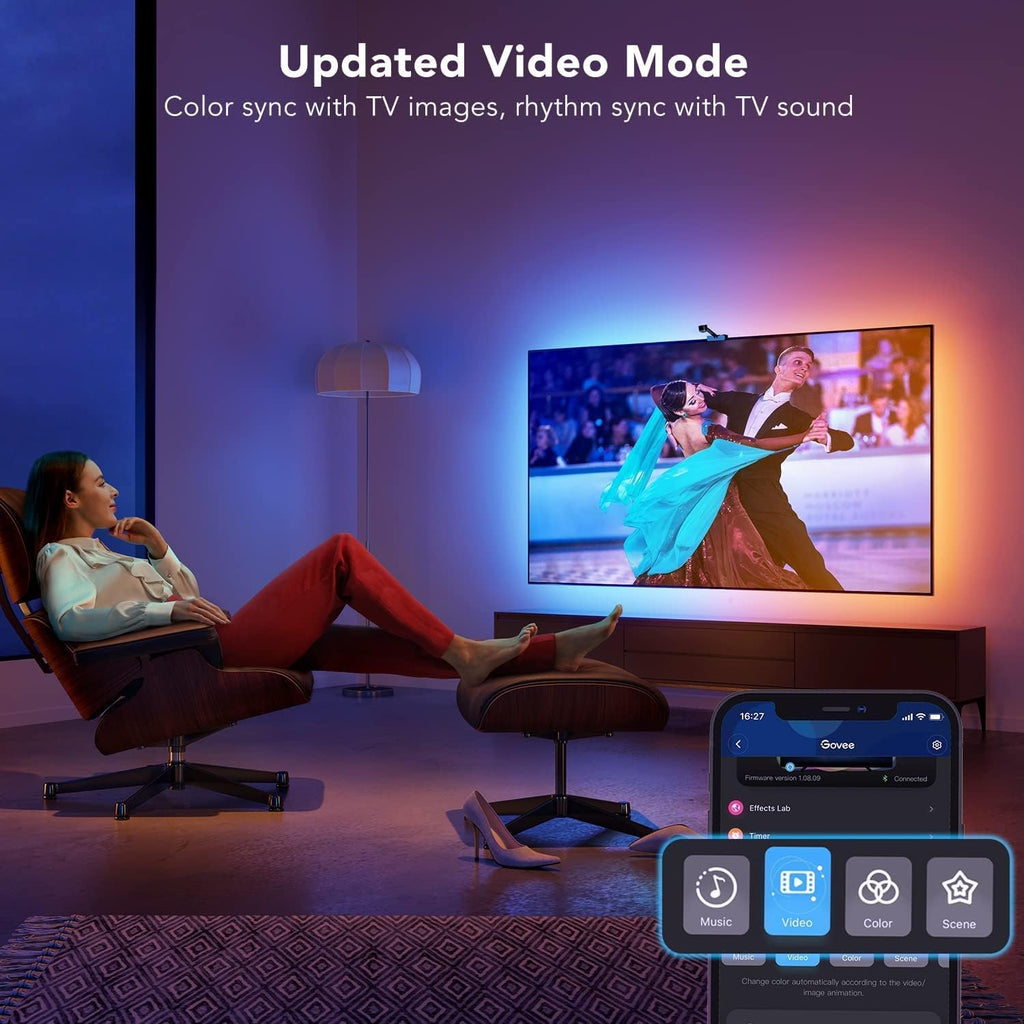 TV LED Backlights with Camera, RGBIC Wi-Fi, Music Sync X397