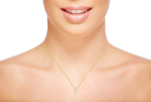 14K Gold 5mm Round Gemstone Birthstone 18" Rope Chain Necklace W5216