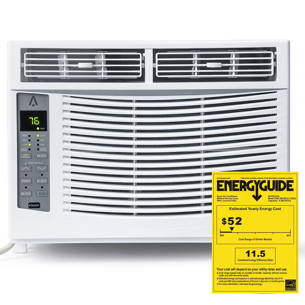 115V Window-Mounted Air Conditioner 8,000 BTU with Remote/APP Control L957131