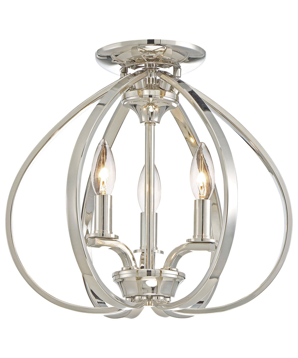 Polished Nickel 3 Light Semi Flush Mount L971