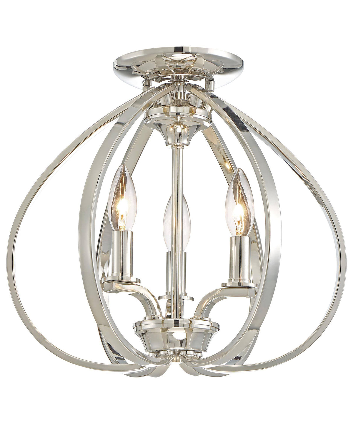 Polished Nickel 3 Light Semi Flush Mount L971
