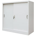Gray Metal Office Cabinet with Sliding Doors S817