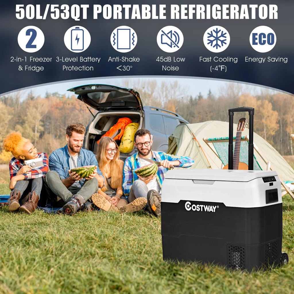 Portable Dual-Zone Car Refrigerator White B66424