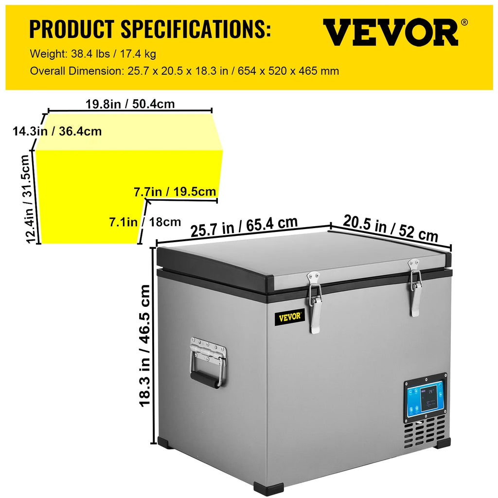 48 Qt 12v Portable Freezer with Single Zone Electric Compressor Cooler T3436