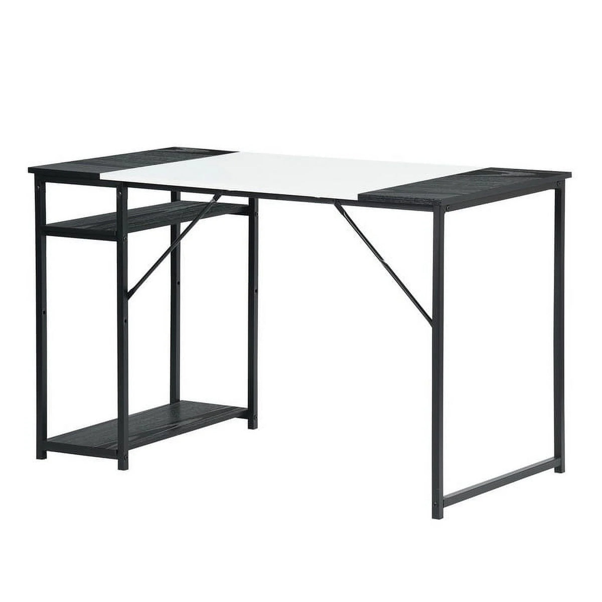 47.2" L Writing Computer Desk with 2 Storage Shelves White & Black U55402