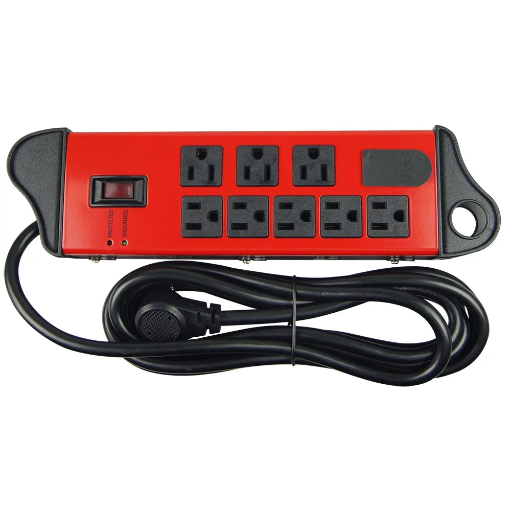 8-Outlet 10ft Metal Surge Protector with 2 Usb J576