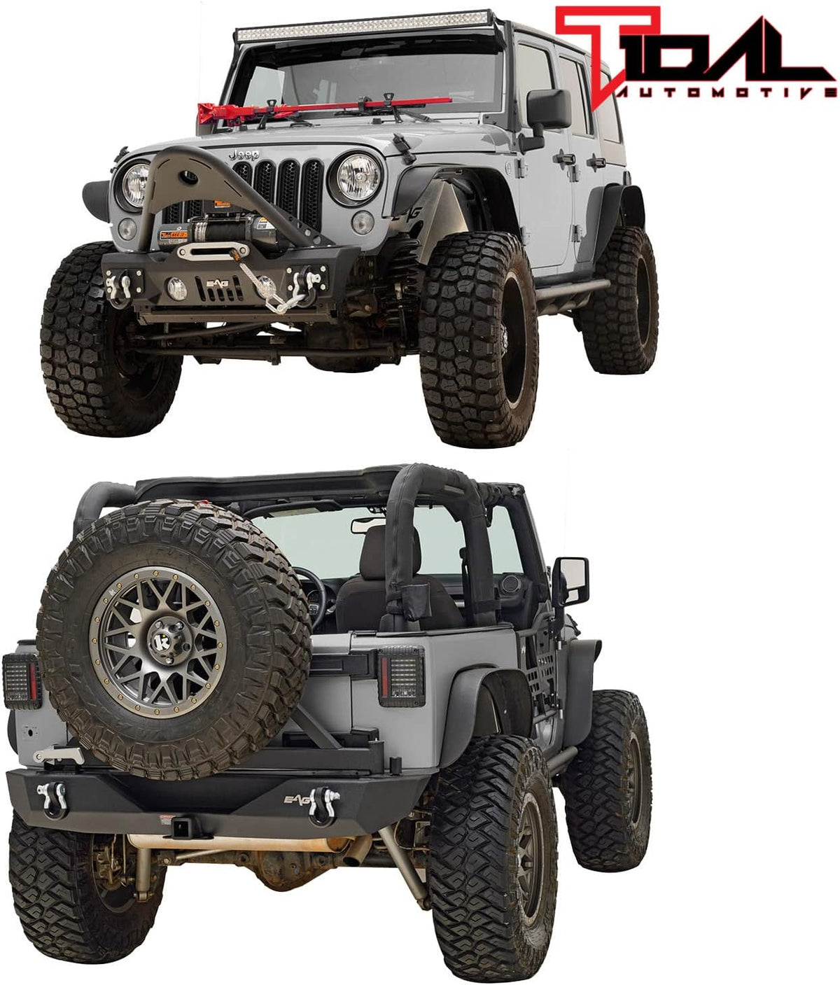 Front and Rear Bumper with Tire Carrier Offroad Bumper Combo R650