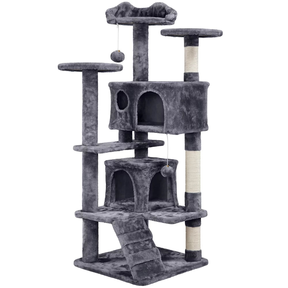 Dark Gray Cat Tree Condo with Scratching Post Tower I12483