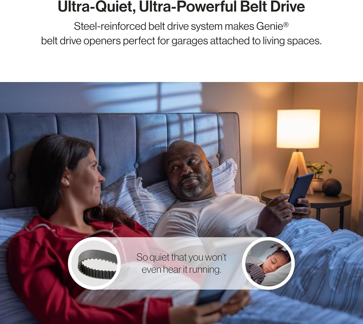Gray Garage Door Opener with Steel-Reinforced Belt Drive F164