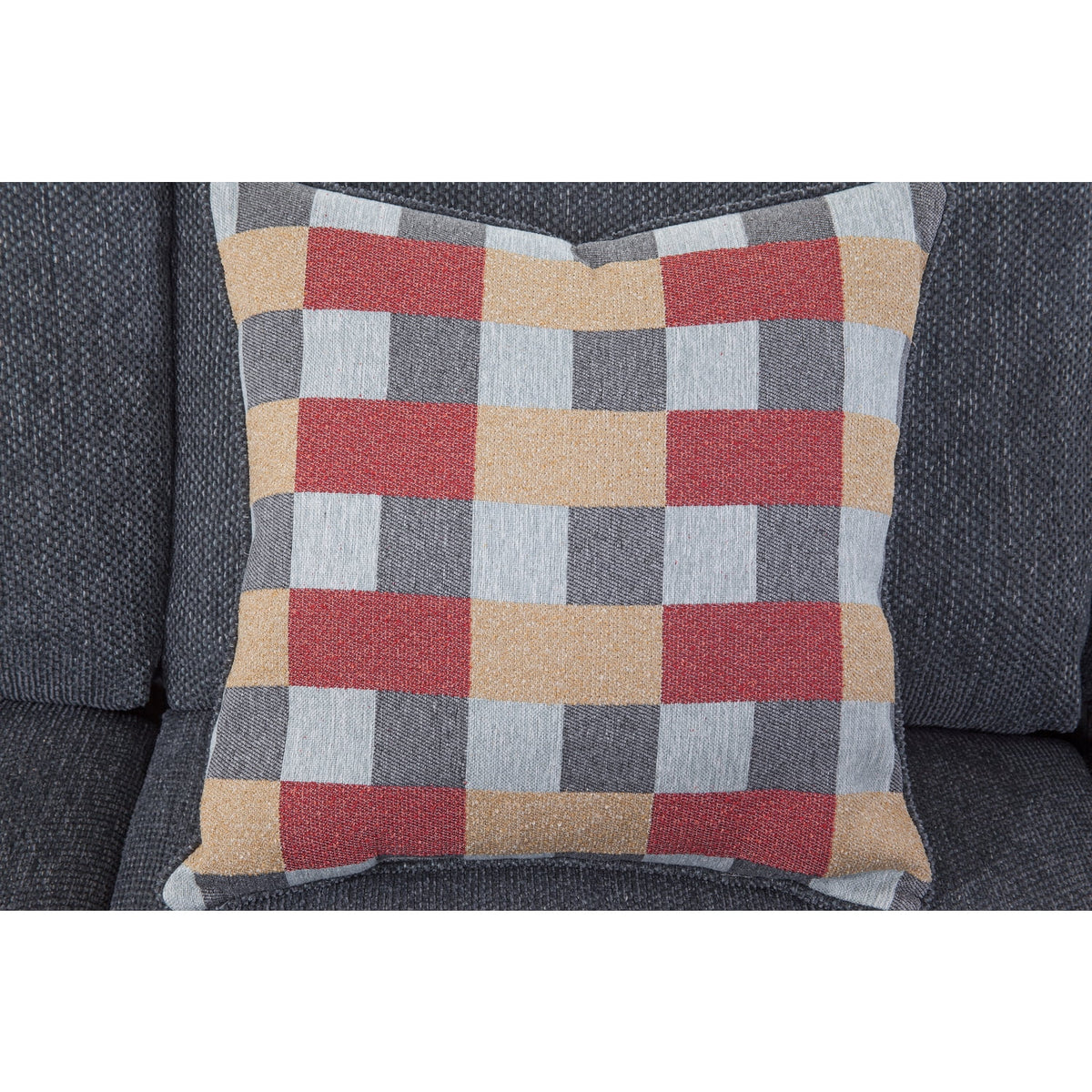 Charcoal Two Piece Sectional Sofa with Three Throw Pillows E98417