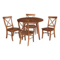 42" Round Solid Wood Dual Drop Leaf Table with 4 Chairs R640878
