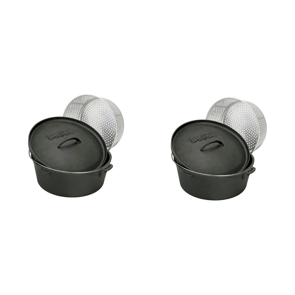 20 Quart Seasoned Cast Iron Dutch Oven with Basket (2 Pack) R6373
