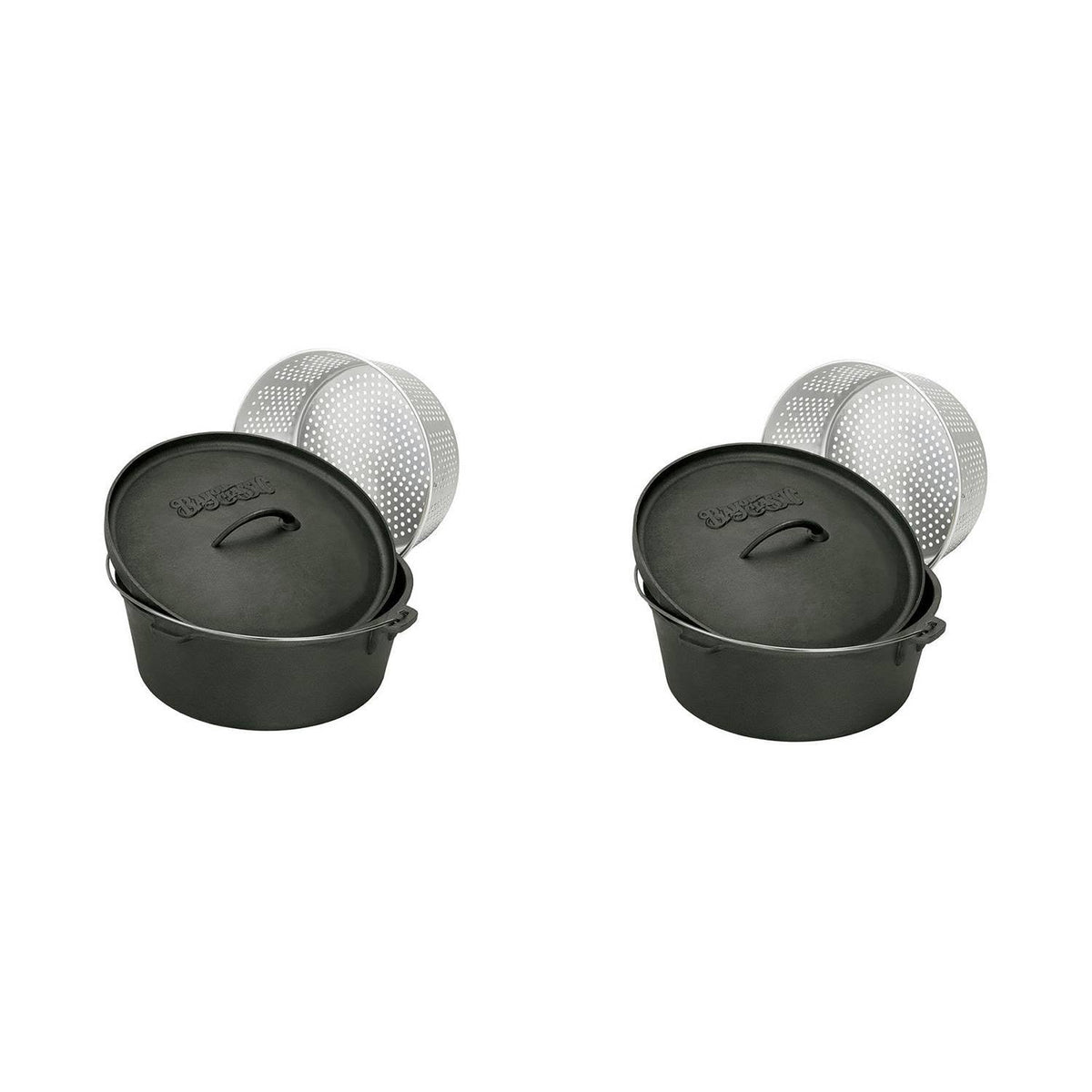 20 Quart Seasoned Cast Iron Dutch Oven with Basket (2 Pack) R6373