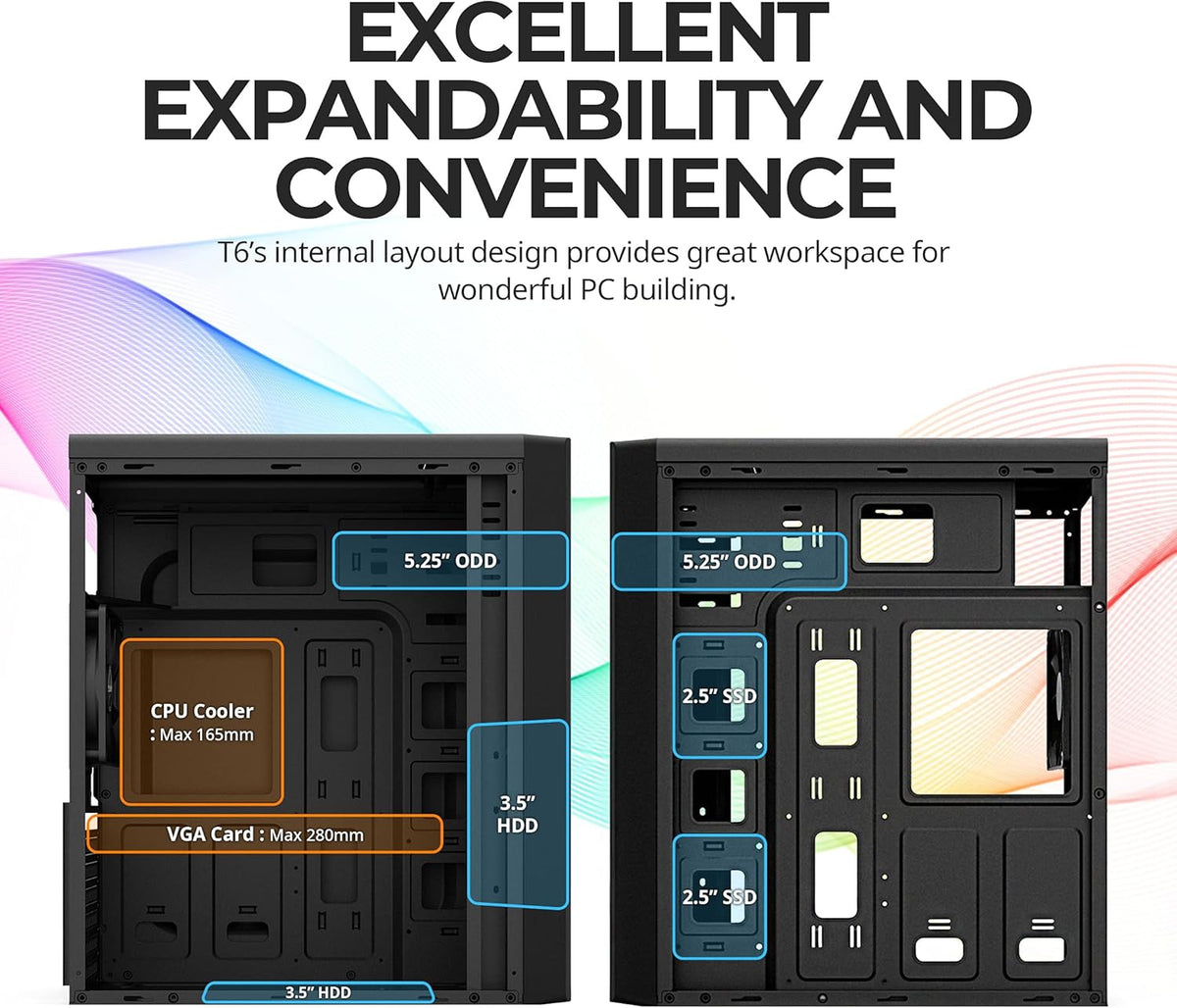 Black ATX Mid Tower Computer PC Case with Pre-Installed 120mm Fan U72251