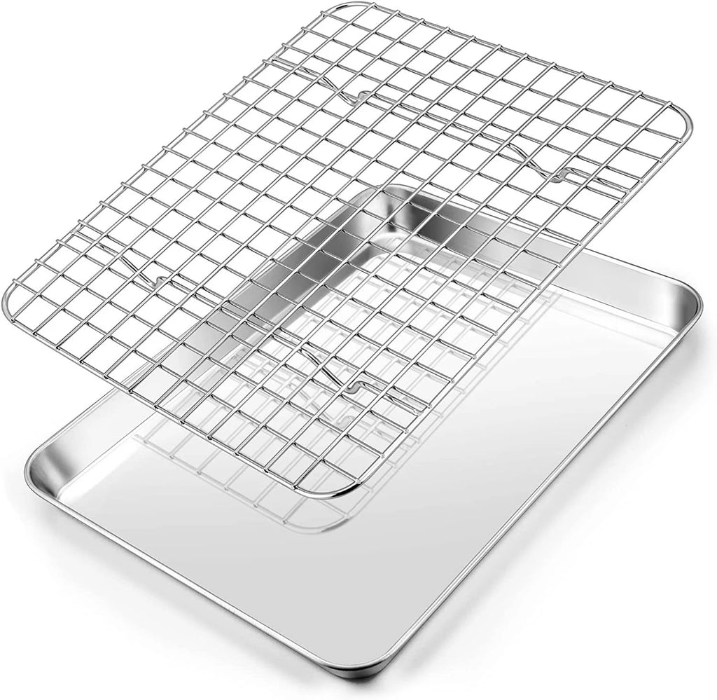 Stainless Steel Baking Sheet with Rack, 10x8x1 Inch N35861
