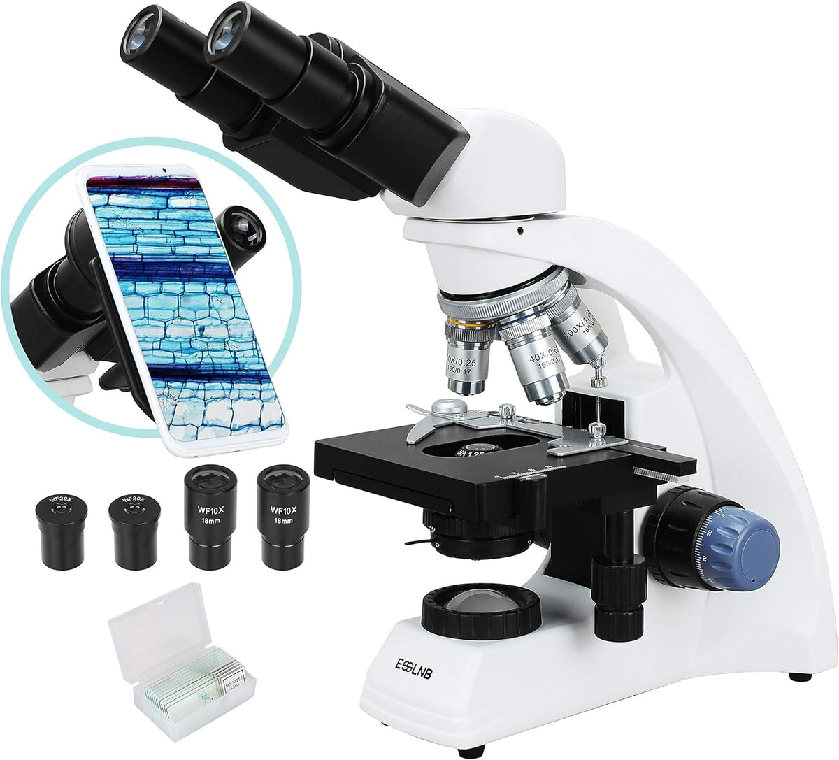 40X-2000X LED Compound Lab Microscope with Phone Adapter Q338