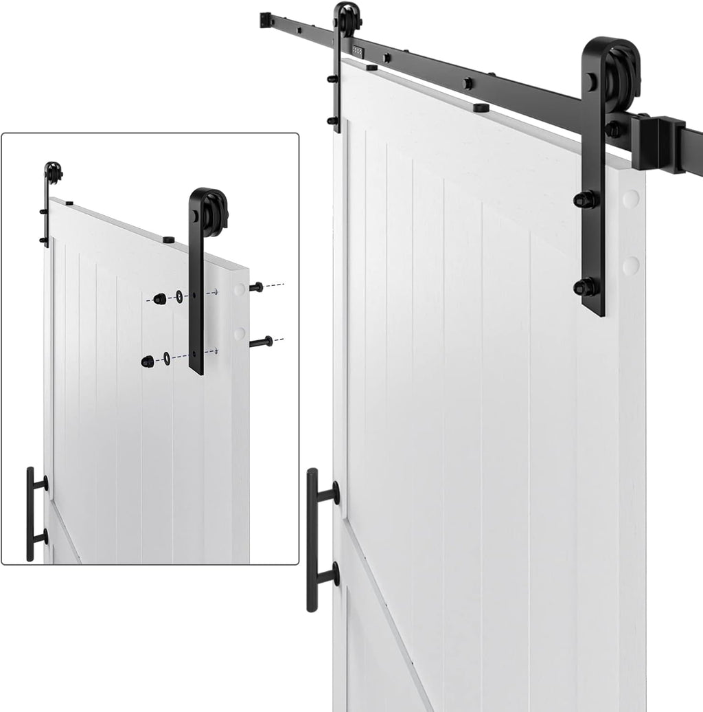 White MDF Sliding Barn Door with Hardware Kit L622640