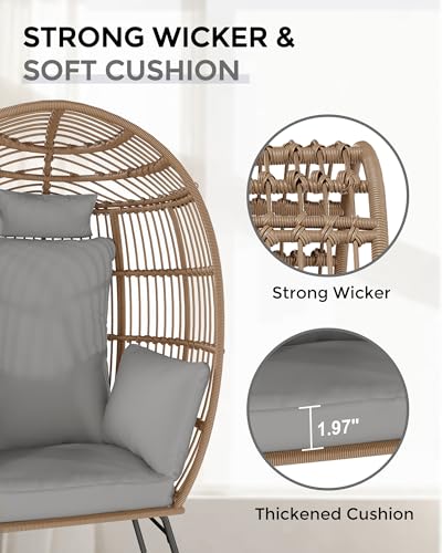 Oversized Rattan Egg Chair with Ottoman and Cushion M819184