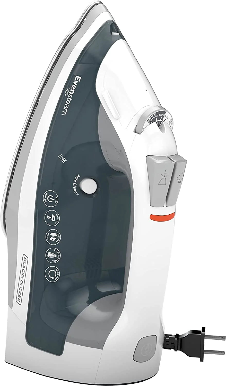 Grey Steam Iron with Stainless Steel Soleplates E385116