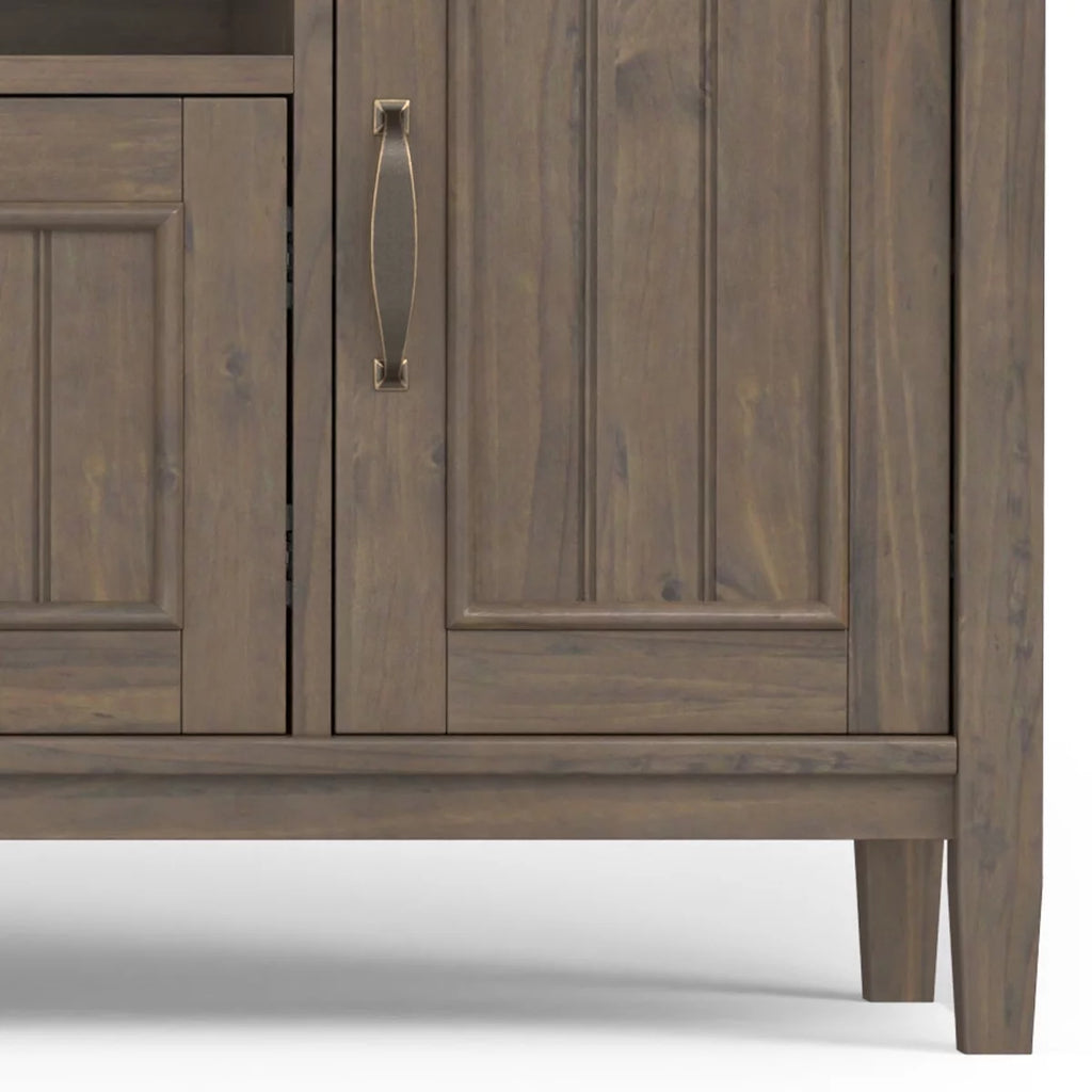 72 inch Wide Solid Wood Contemporary TV Media Stand in Smoky Brown Q384