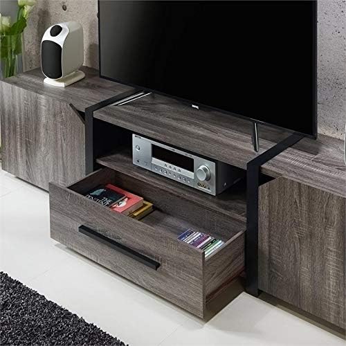 Rustic Wood 81.5-Inch TV Stand in Distressed Gray L795