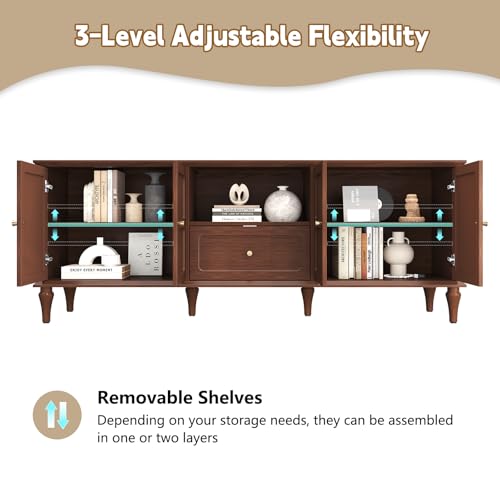 67'' Mid-Century Modern TV Stand with Storage Drawer and Doors H90666